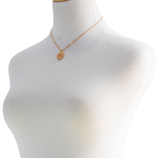 Collar Colgante de Corazón y Cruz en Tono Durazno - Image 13