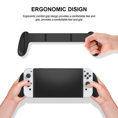 White game console grip for Switch OLED host, featuring ergonomic handles and multiple card storage slots. - Image 9