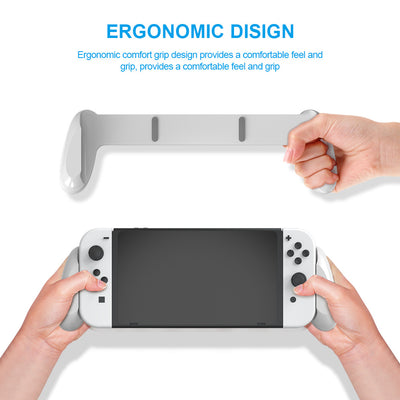 White game console grip for Switch OLED host, featuring ergonomic handles and multiple card storage slots. - Image 10