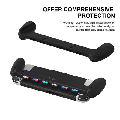 White game console grip for Switch OLED host, featuring ergonomic handles and multiple card storage slots. - Image 15