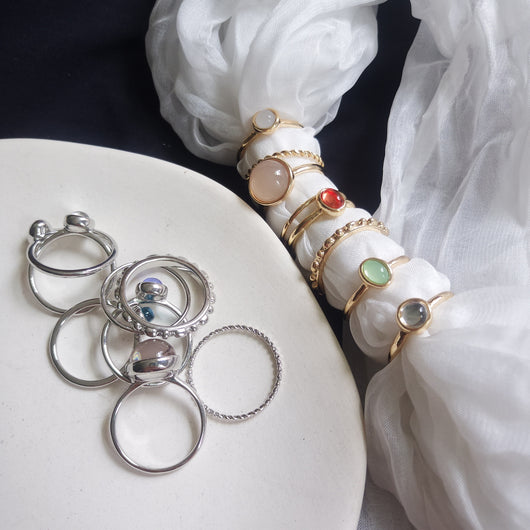 Anillo Vintage con Cristal de Gema Redondo Chapado en Oro - Image 16