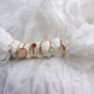 Anillo Vintage con Cristal de Gema Redondo Chapado en Oro - Image 17