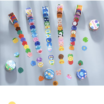 100 pieces of die-cut tape featuring cute plant and flower designs, including bushes, cacti, and various blossoms. - Image 9