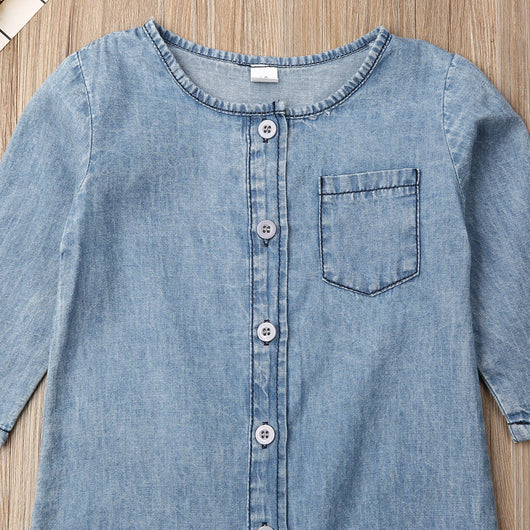 Enterizo Denim con Costuras Contrastantes y Mangas Largas - Image 13