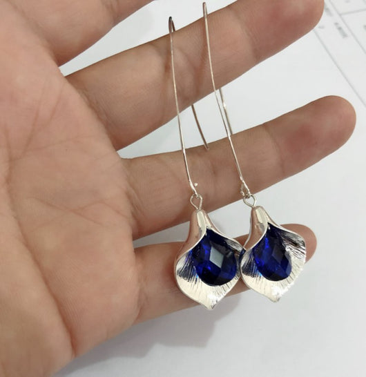 Aretes Largos de Cristal Orquídea en Aleación - Image 16
