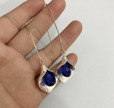 Aretes Largos de Cristal Orquídea en Aleación - Image 17