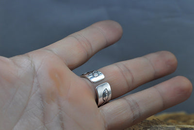 Anillo de Plata Pura S999 Loto Abierto - Diseño Retro Ancho para Hombre - Image 6