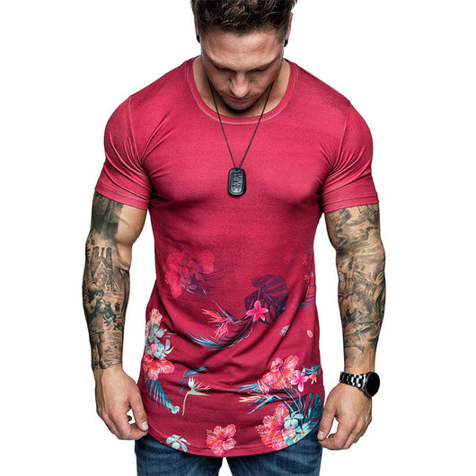 Camisa Estampada Flores Slim Fit Hombre Manga Corta Casual Plus Size - Image 7