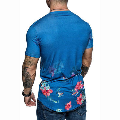 Camisa Estampada Flores Slim Fit Hombre Manga Corta Casual Plus Size - Image 10