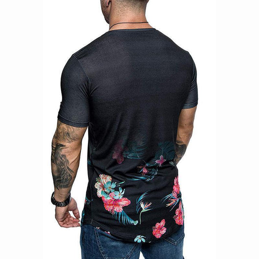 Camisa Estampada Flores Slim Fit Hombre Manga Corta Casual Plus Size - Image 12