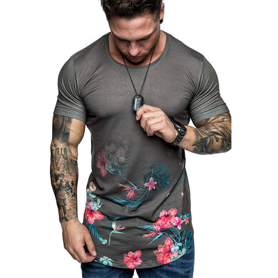 Camisa Estampada Flores Slim Fit Hombre Manga Corta Casual Plus Size - Image 13