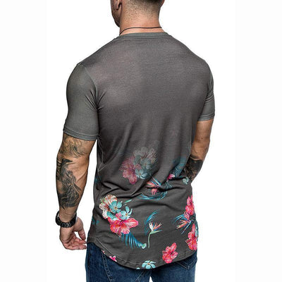 Camisa Estampada Flores Slim Fit Hombre Manga Corta Casual Plus Size - Image 14