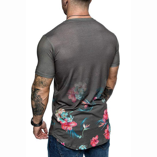 Camisa Estampada Flores Slim Fit Hombre Manga Corta Casual Plus Size - Image 14