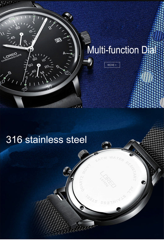 Reloj Deportivo de Cuarzo para Hombre con Banda de Acero Inoxidable Resistente al Agua - Image 7