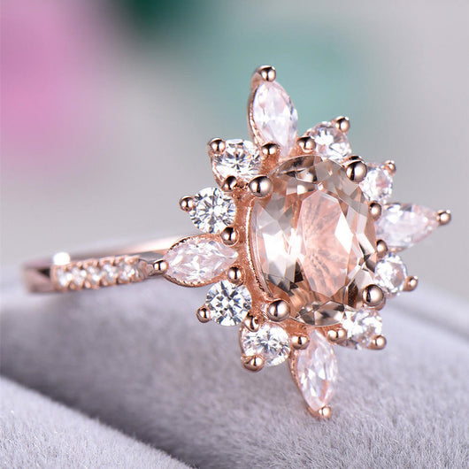 Anillo de Flor con Diseño Copo de Nieve en Oro Rosado - Circonita Cúbica - Image 10