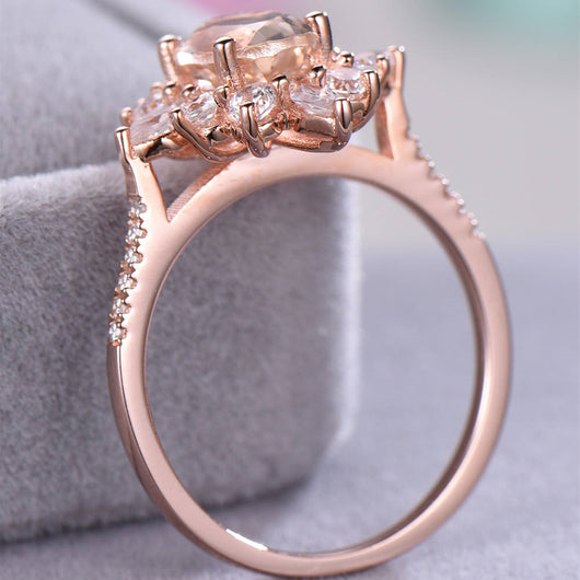Anillo de Flor con Diseño Copo de Nieve en Oro Rosado - Circonita Cúbica - Image 12