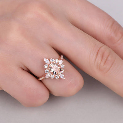 Anillo de Flor con Diseño Copo de Nieve en Oro Rosado - Circonita Cúbica - Image 13