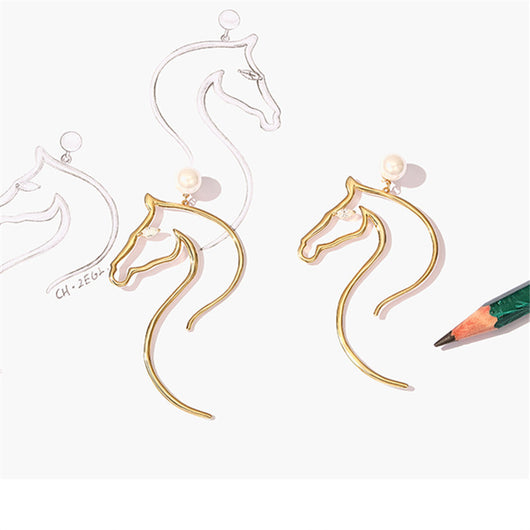 Aretes Cabeza de Caballo Temperamento Elegante - Joyería Exagerada Estilo Europeo - Image 8