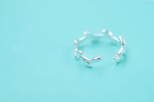 Anillo de Plata con Hoja de Olivo - Diseño Minimalista para Mujer - Image 12