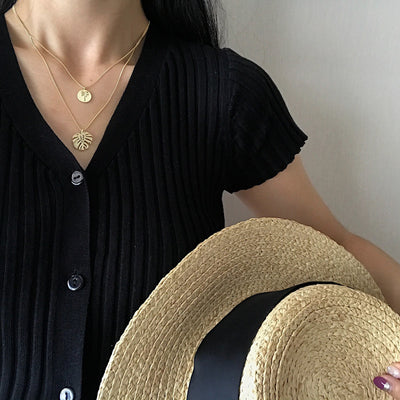 Collar Doble Monstera en Oro Fluido - Image 17