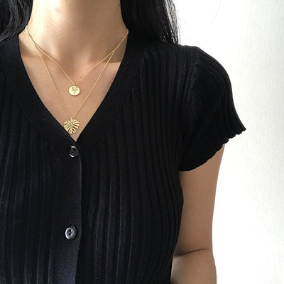 Collar Doble Monstera en Oro Fluido - Image 19