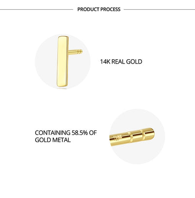 Aretes T Minimalistas en Oro 14K - Image 7
