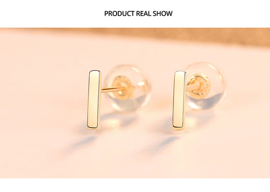 Aretes T Minimalistas en Oro 14K - Image 9