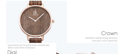 Reloj de Cuarzo para Mujer con Agujas de Madera - Image 12