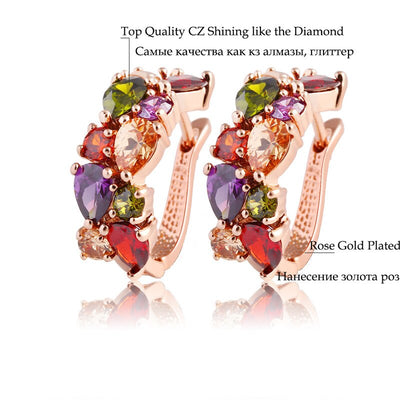 Juego de Joyas Floral Oro Rosa con Zirconia Cúbica Multicolor - Image 10