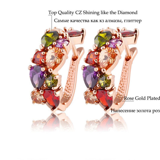 Juego de Joyas Floral Oro Rosa con Zirconia Cúbica Multicolor - Image 10