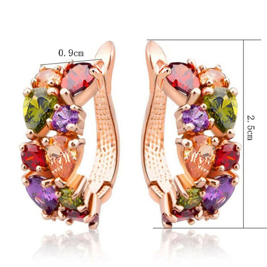 Juego de Joyas Floral Oro Rosa con Zirconia Cúbica Multicolor - Image 11