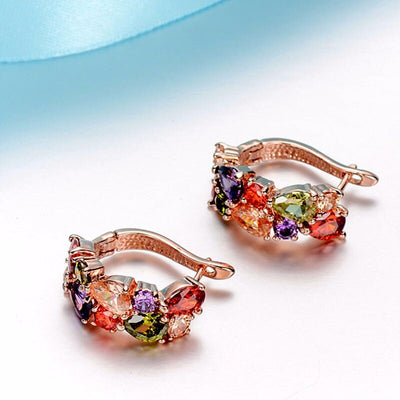 Juego de Joyas Floral Oro Rosa con Zirconia Cúbica Multicolor - Image 17