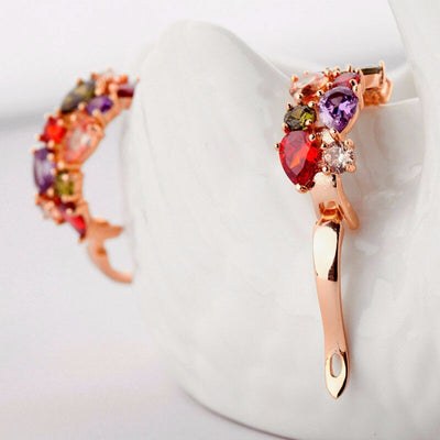 Juego de Joyas Floral Oro Rosa con Zirconia Cúbica Multicolor - Image 18