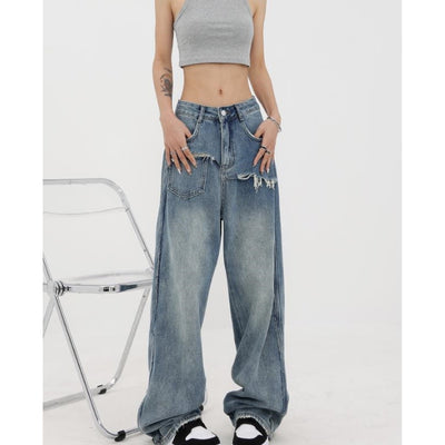 Jeans Vintage de Cintura Alta y Pierna Recta para Mujer - Image 14