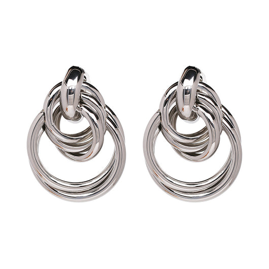 Aretes redondos de perlas metálicas - Image 12