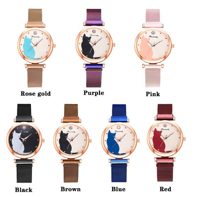 Juego de Reloj y Pulsera con Diseño de Gato para Mujer - Image 28
