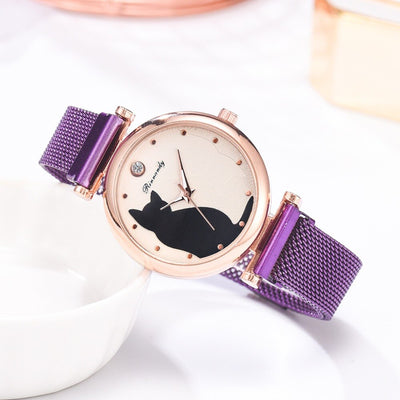 Juego de Reloj y Pulsera con Diseño de Gato para Mujer - Image 30
