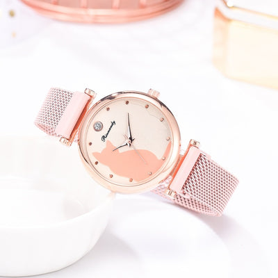 Juego de Reloj y Pulsera con Diseño de Gato para Mujer - Image 33