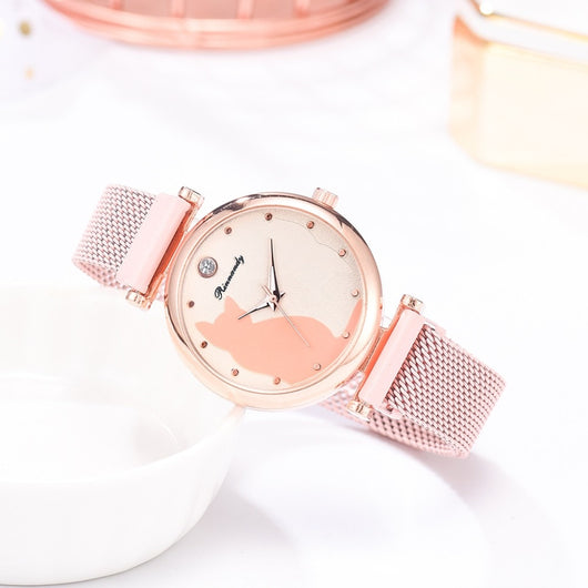 Juego de Reloj y Pulsera con Diseño de Gato para Mujer - Image 33