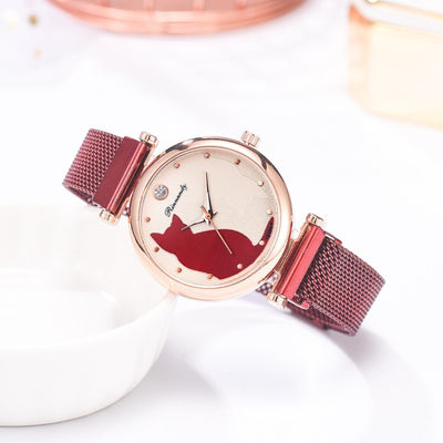 Juego de Reloj y Pulsera con Diseño de Gato para Mujer - Image 34