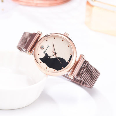 Juego de Reloj y Pulsera con Diseño de Gato para Mujer - Image 35
