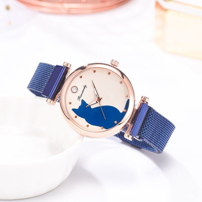 Juego de Reloj y Pulsera con Diseño de Gato para Mujer - Image 36