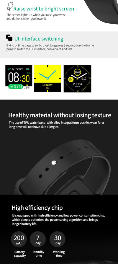 Pulsera Inteligente P3 con Monitor de Presión Arterial y Frecuencia Cardíaca - Image 10