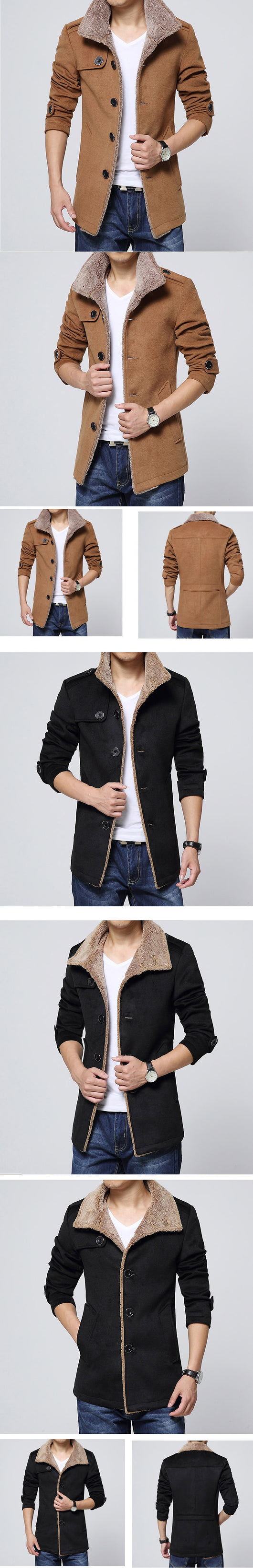 Abrigo Slim-Fit Premium de Lana de Cordero con Forro Velvet - Cortavientos Coreano para Hombre - Image 7
