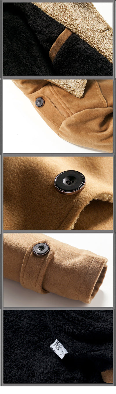 Abrigo Slim-Fit Premium de Lana de Cordero con Forro Velvet - Cortavientos Coreano para Hombre - Image 9