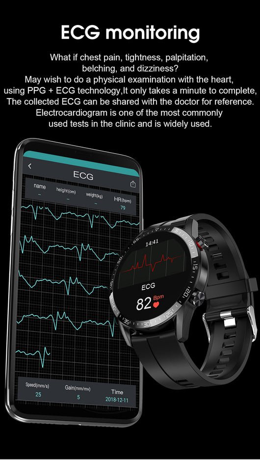 Reloj Inteligente L13 con Bluetooth, Oxígeno en Sangre y ECG - Image 14