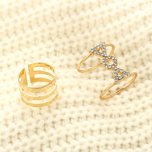 Anillo Dorado Diamante Círculo Personalidad Brillo - Image 11