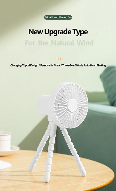 Ventilador de Escritorio Portátil con Trípode y Cabezal Ajustable Compatible con Apple - Image 11