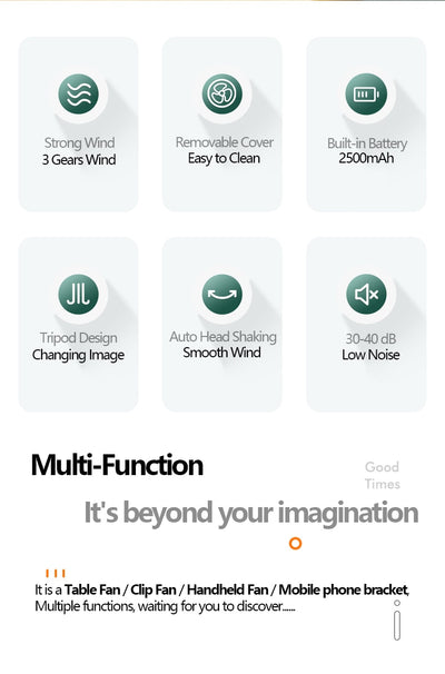 Ventilador de Escritorio Portátil con Trípode y Cabezal Ajustable Compatible con Apple - Image 12