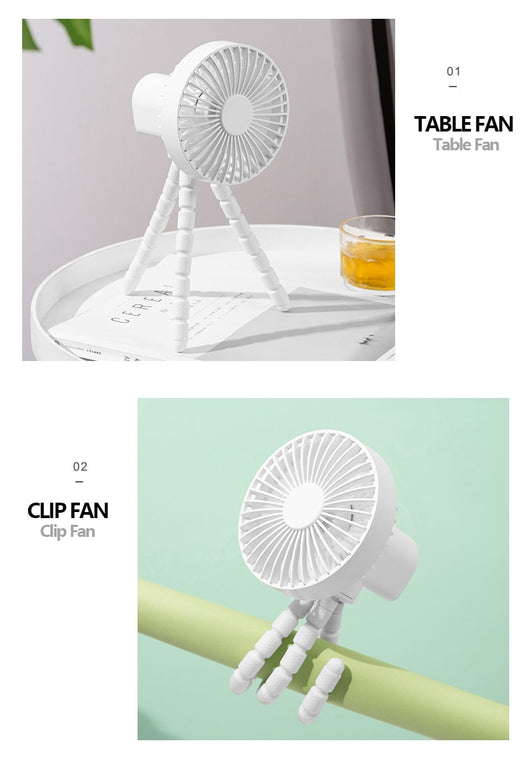 Ventilador de Escritorio Portátil con Trípode y Cabezal Ajustable Compatible con Apple - Image 13